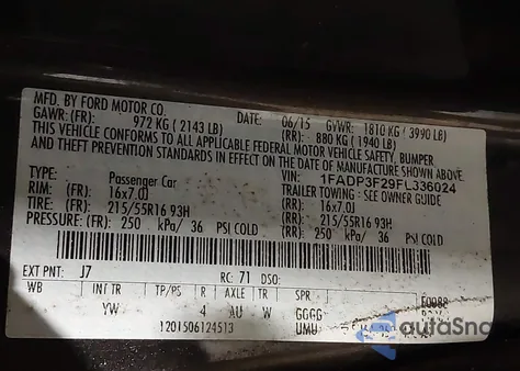 2015 Ford Focus Se from USA, damaged, VIN 1FADP3F29FL336024